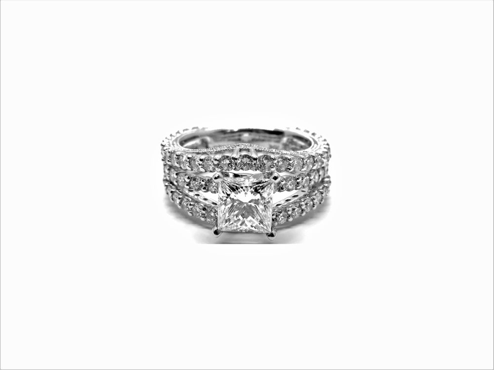 Platinum Three - Band Diamond Engagement Ring