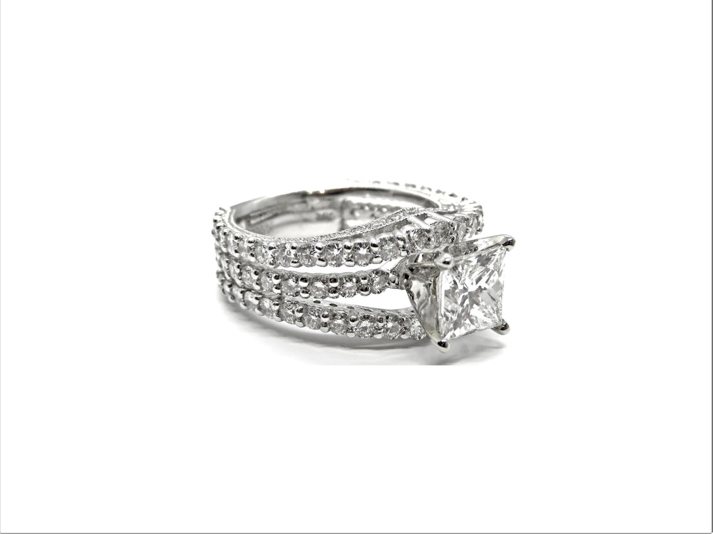 Platinum Three - Band Diamond Engagement Ring