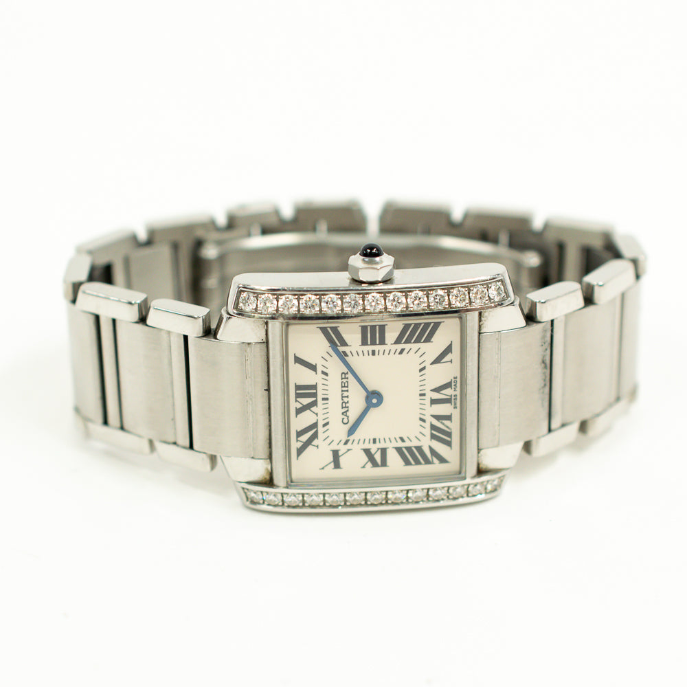 Tank Française Medium Quartz Diamond Bezel - Steel - 25mm x 30mm  W4TA0009
