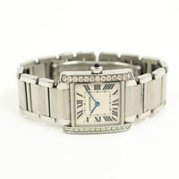 Tank Française Medium Quartz Diamond Bezel - Steel - 25mm x 30mm  W4TA0009