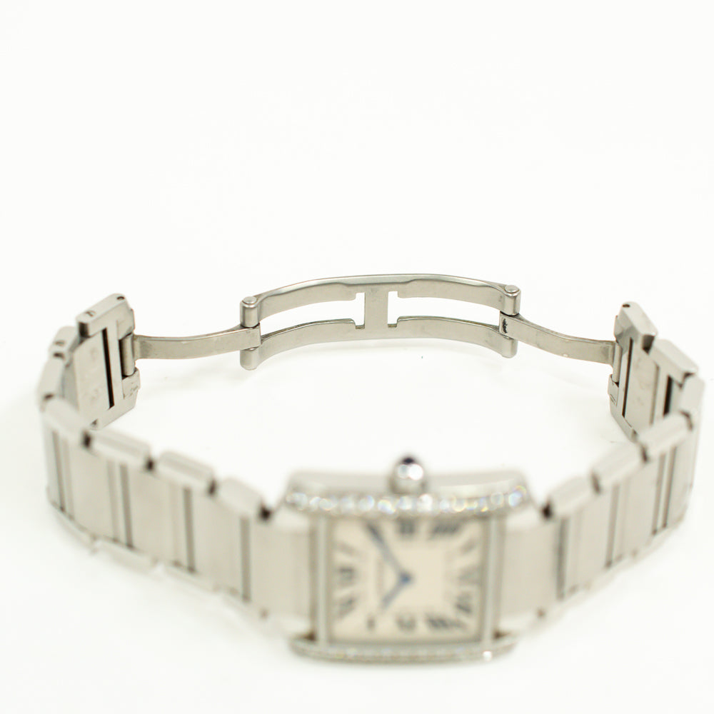 Tank Française Medium Quartz Diamond Bezel - Steel - 25mm x 30mm  W4TA0009