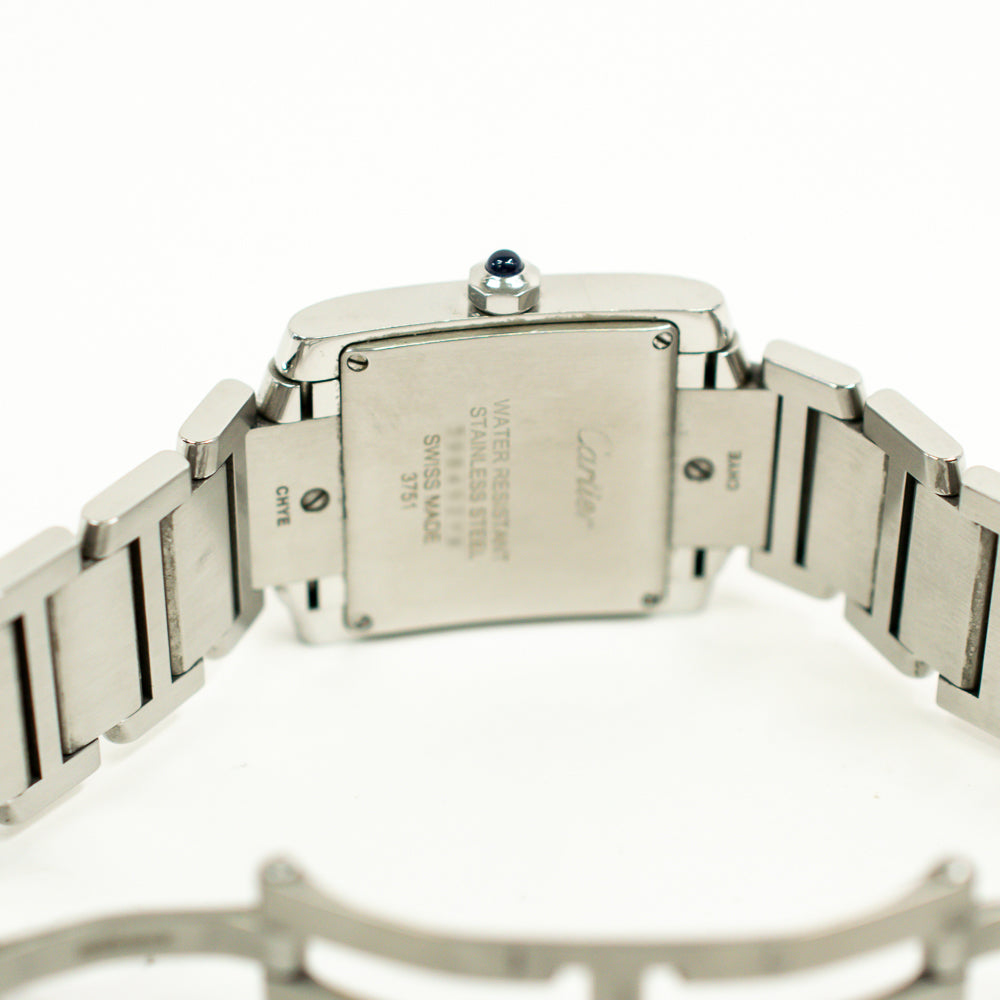 Tank Française Medium Quartz Diamond Bezel - Steel - 25mm x 30mm  W4TA0009