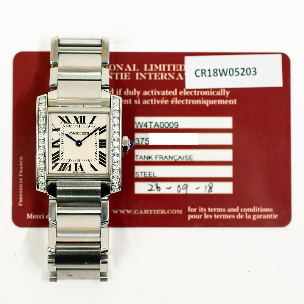 Tank Française Medium Quartz Diamond Bezel - Steel - 25mm x 30mm  W4TA0009
