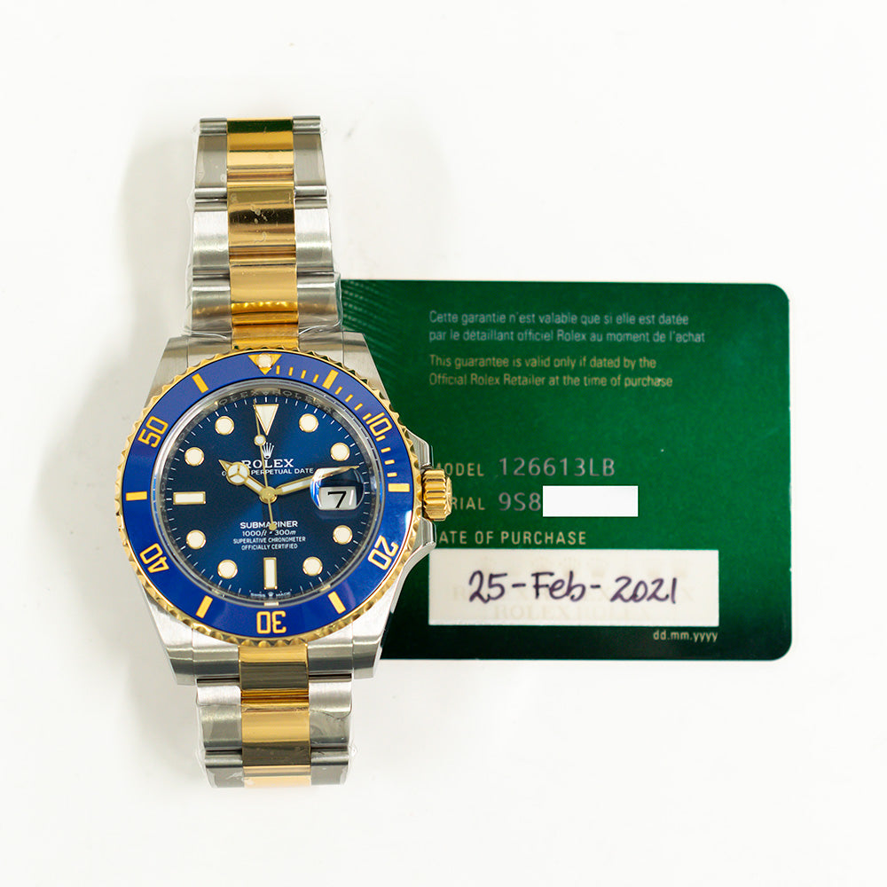 Submariner Date 41mm Blue Ceramic Bezel Steel and Yellow Gold 126613LB