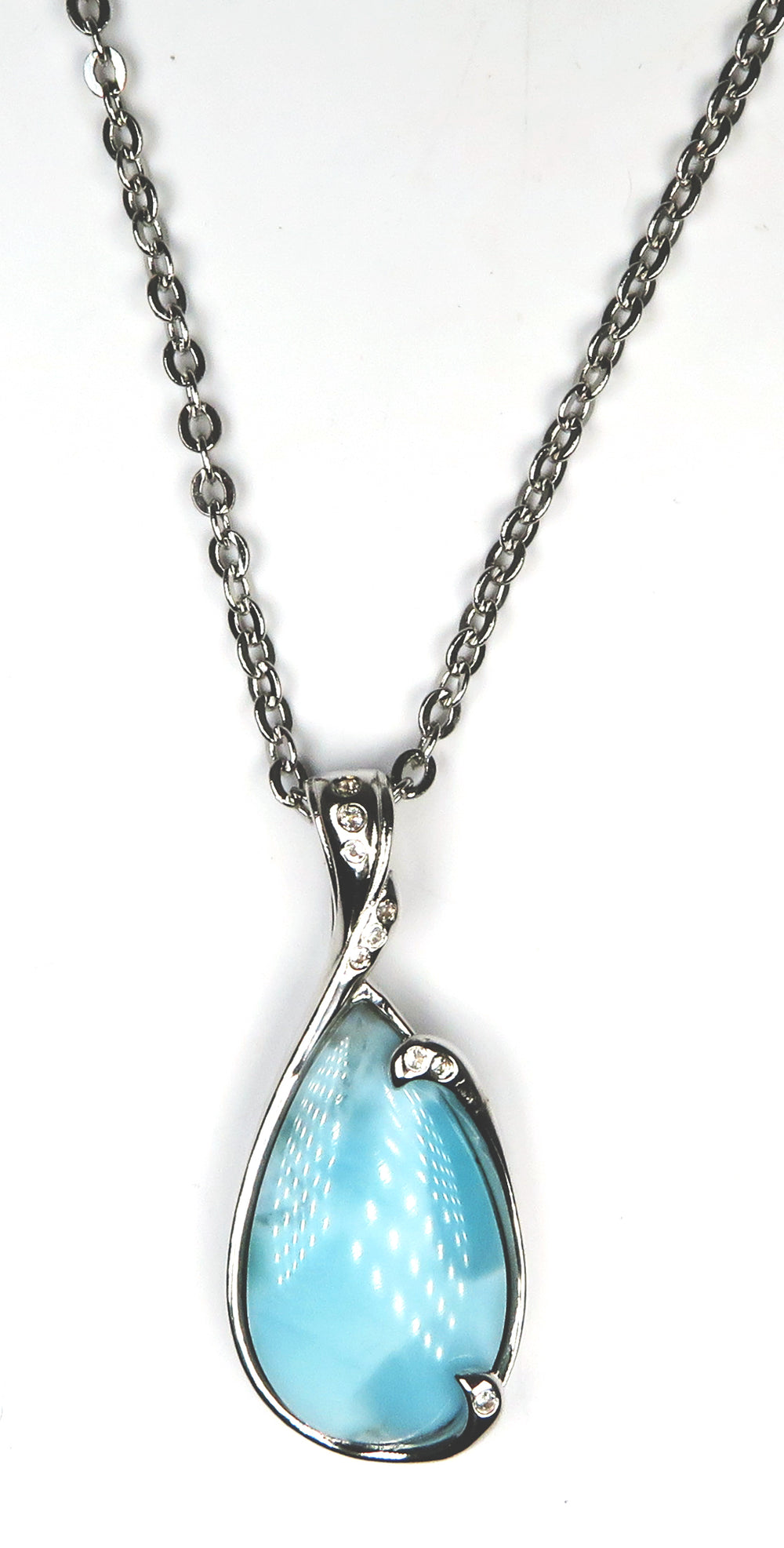 Silver Larimar Necklace with W