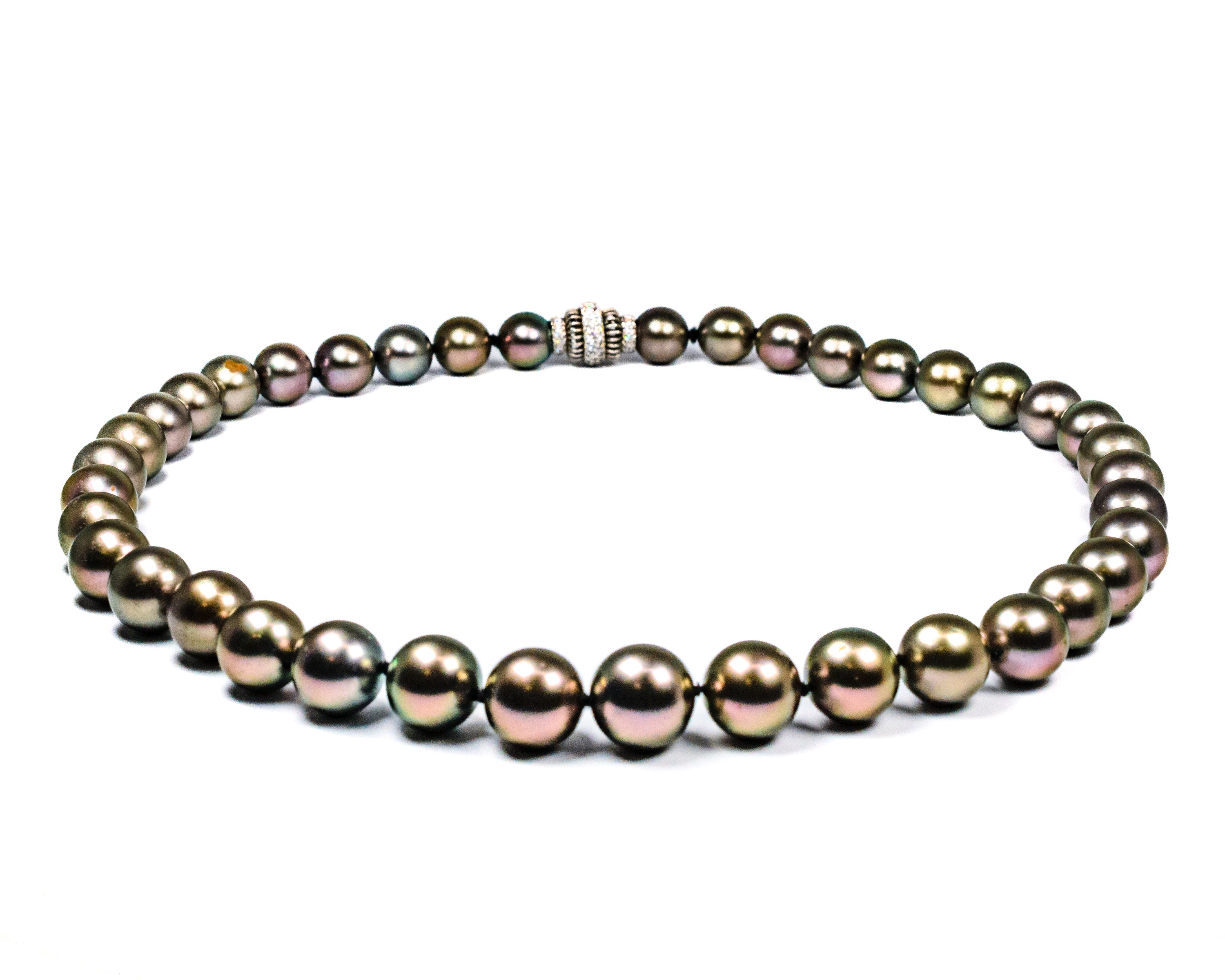 Black South Sea Pearl Neck w/ Platinum Diamond Clasp