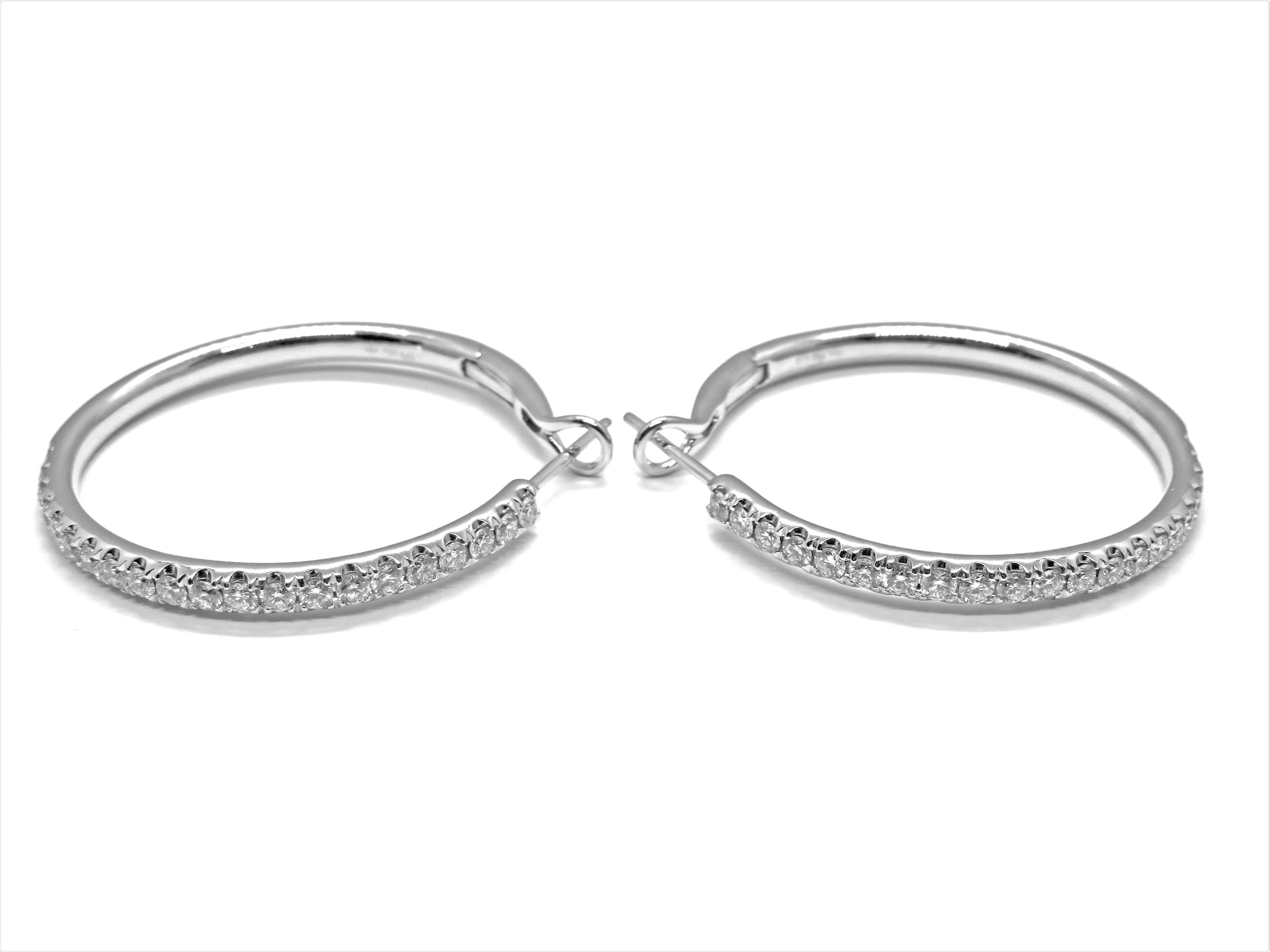 18kt White Gold 1ct Diamond Hoop Earrings
