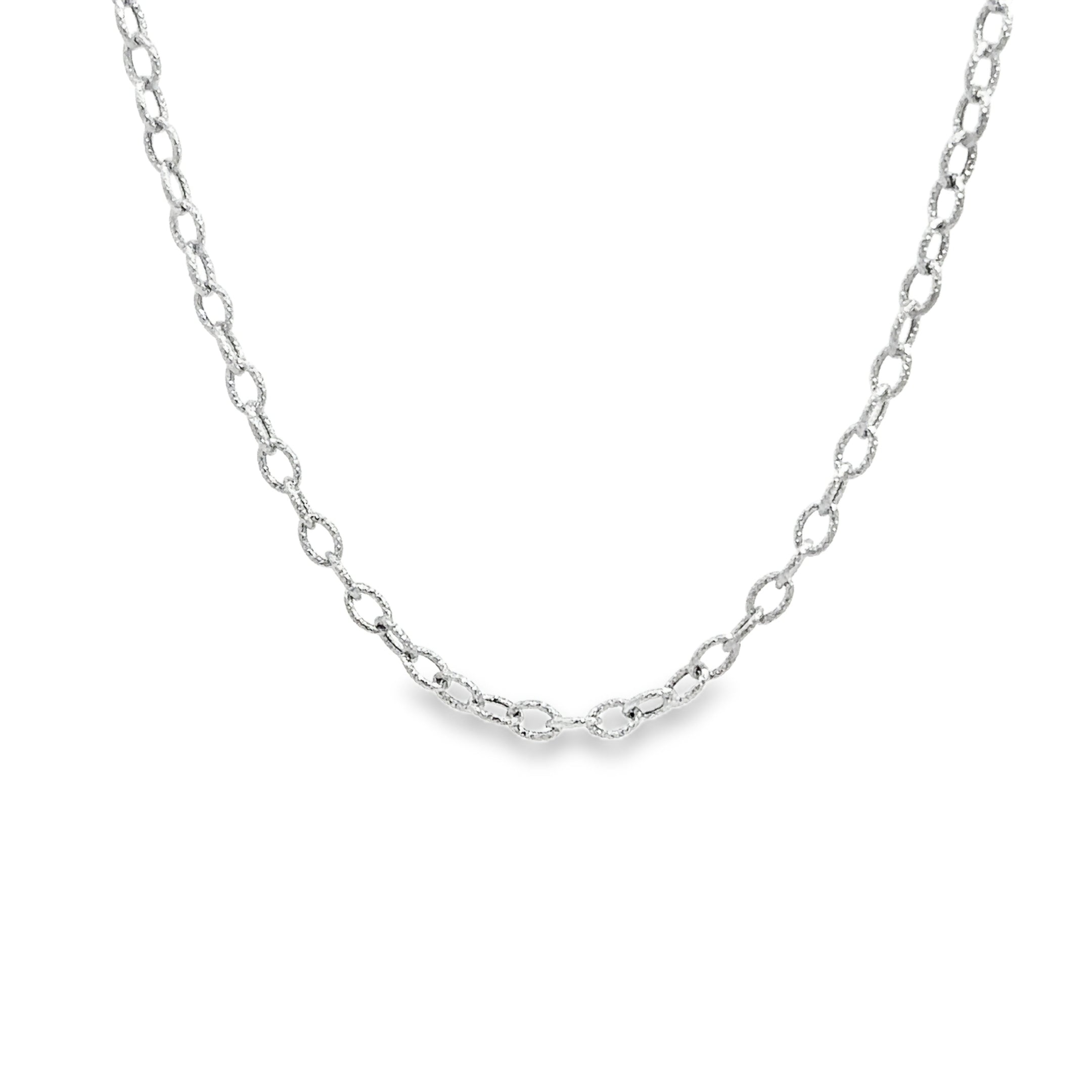 14k white gold open link textu
