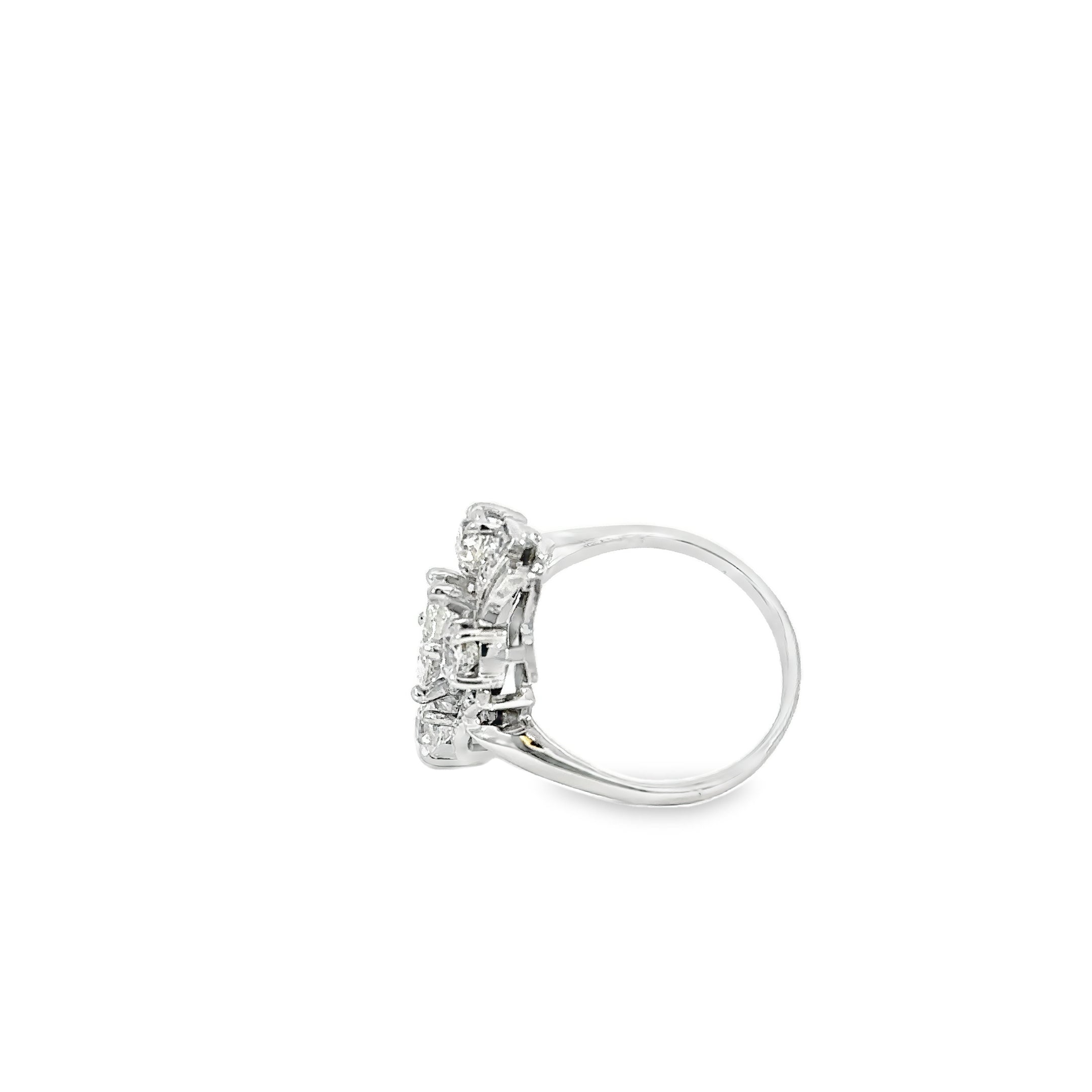 14k White Gold Diamond Fashion Ring with Pear Shaped Center Stone