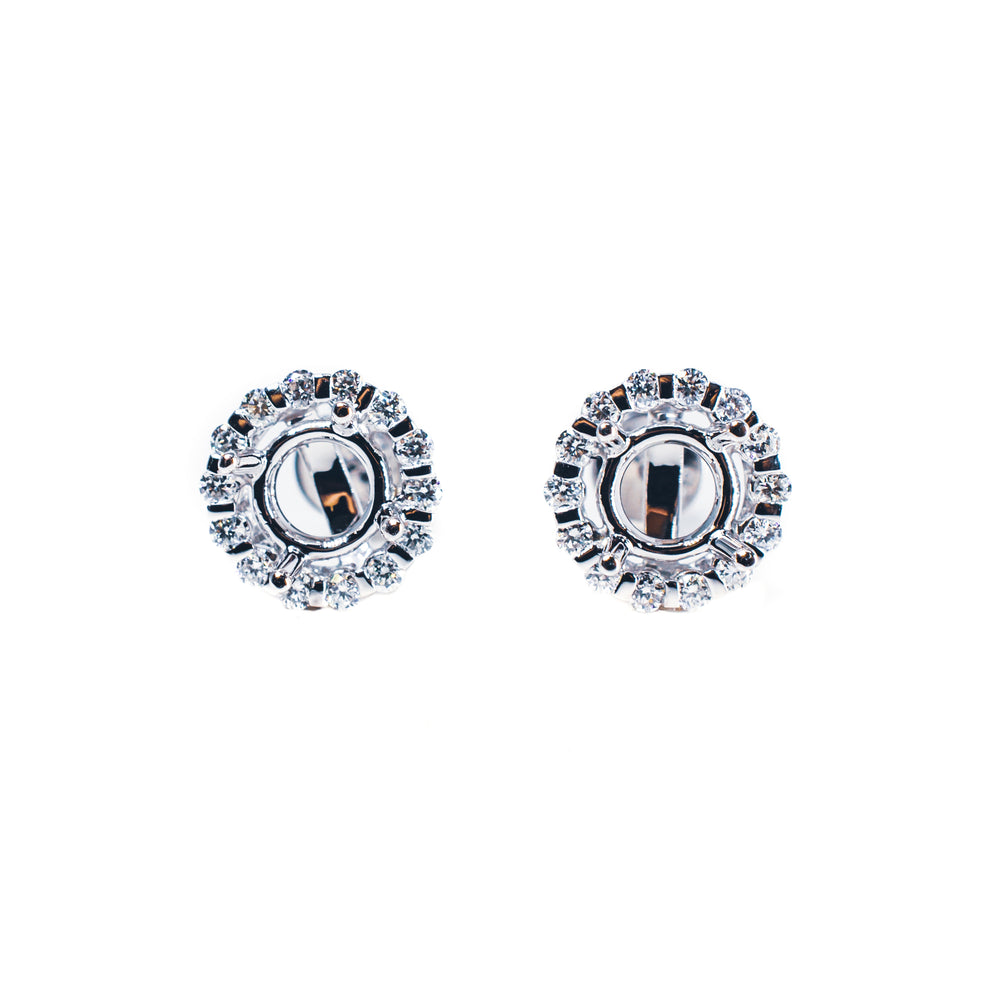 14kt White Gold Semi Mount Earrings with Diamond Halo