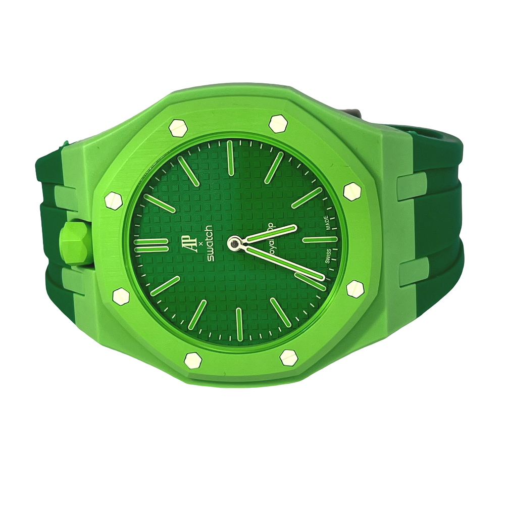 Swatch x Audemars Piguet Bioceramic Royal Pop "Green Eight" Watch w/ Green Band!