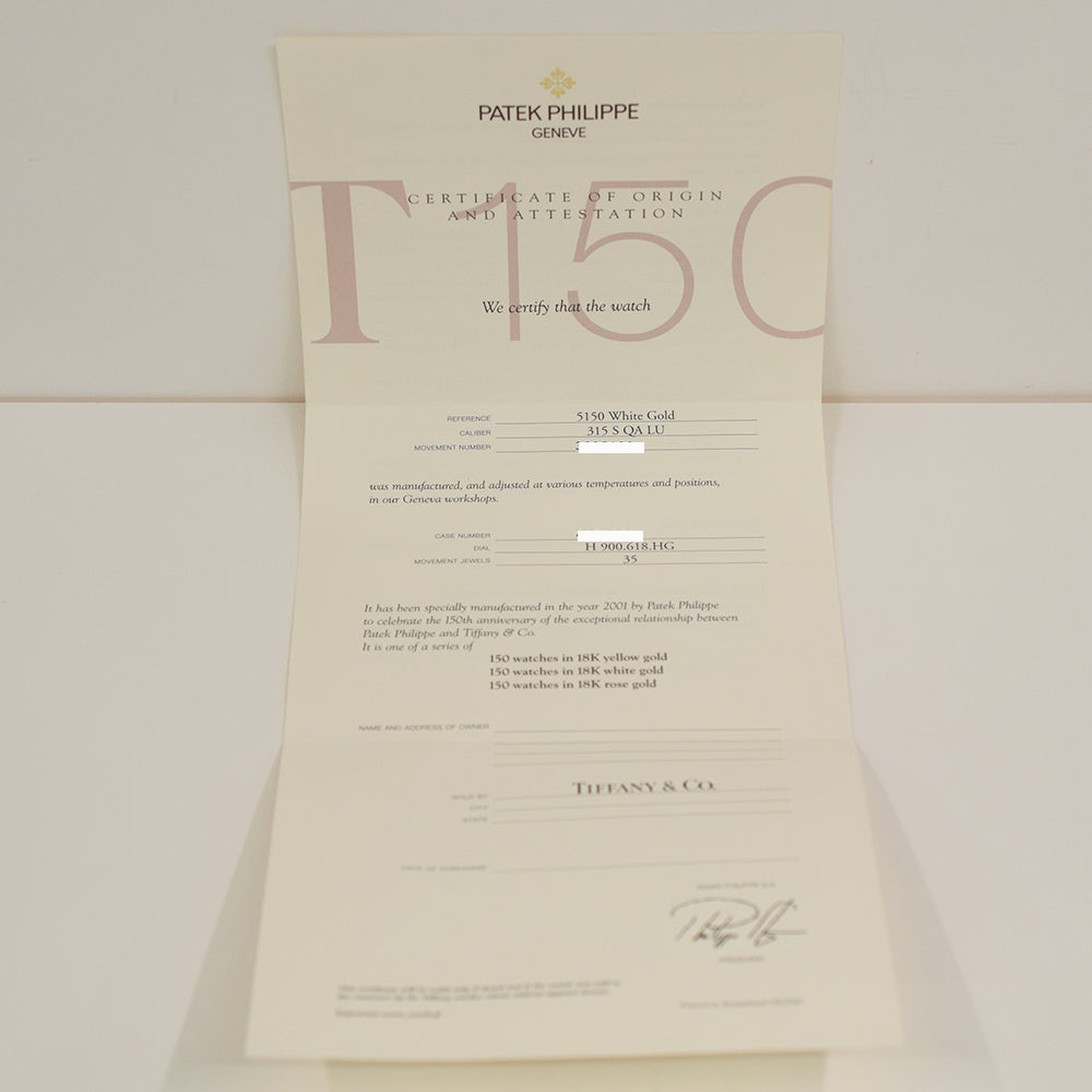 Annual Calendar 36mm White Gold (T-150 Tiffany & Co. Edition) - Limited Edition  5150G-T-150