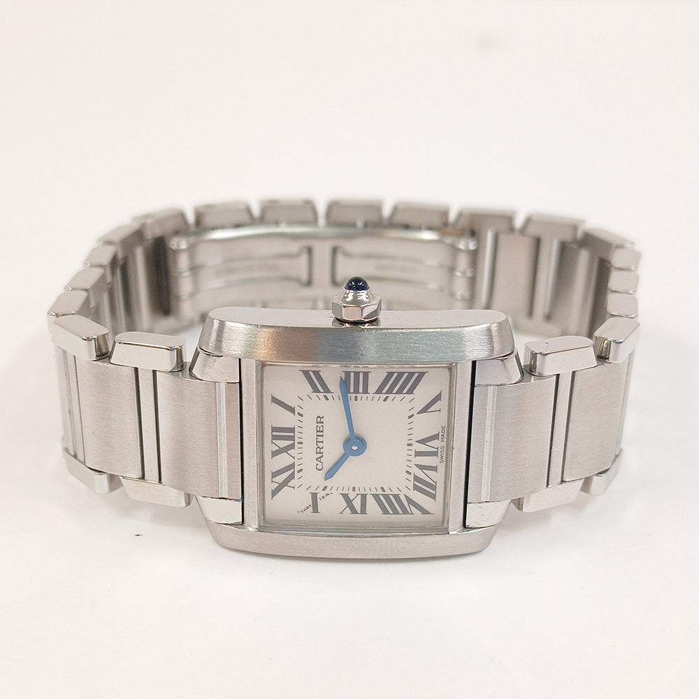 Tank Française Small - Steel - 20mm x 25mm Quartz W51008Q3