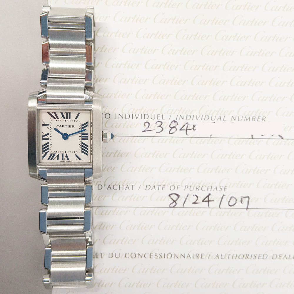 Tank Française Small - Steel - 20mm x 25mm Quartz W51008Q3