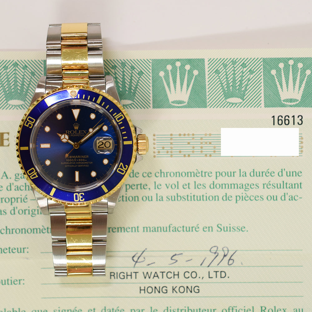 Submariner Date 40mm Blue Bezel Steel and Yellow Gold 16613LB