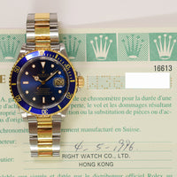 Submariner Date 40mm Blue Bezel Steel and Yellow Gold 16613LB