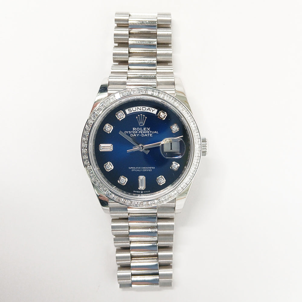 Day-Date President 36mm Platinum Baguette Diamond Bezel 128396TBR