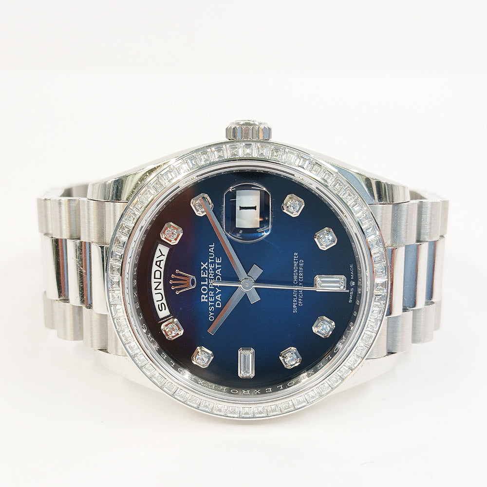 Day-Date President 36mm Platinum Baguette Diamond Bezel 128396TBR