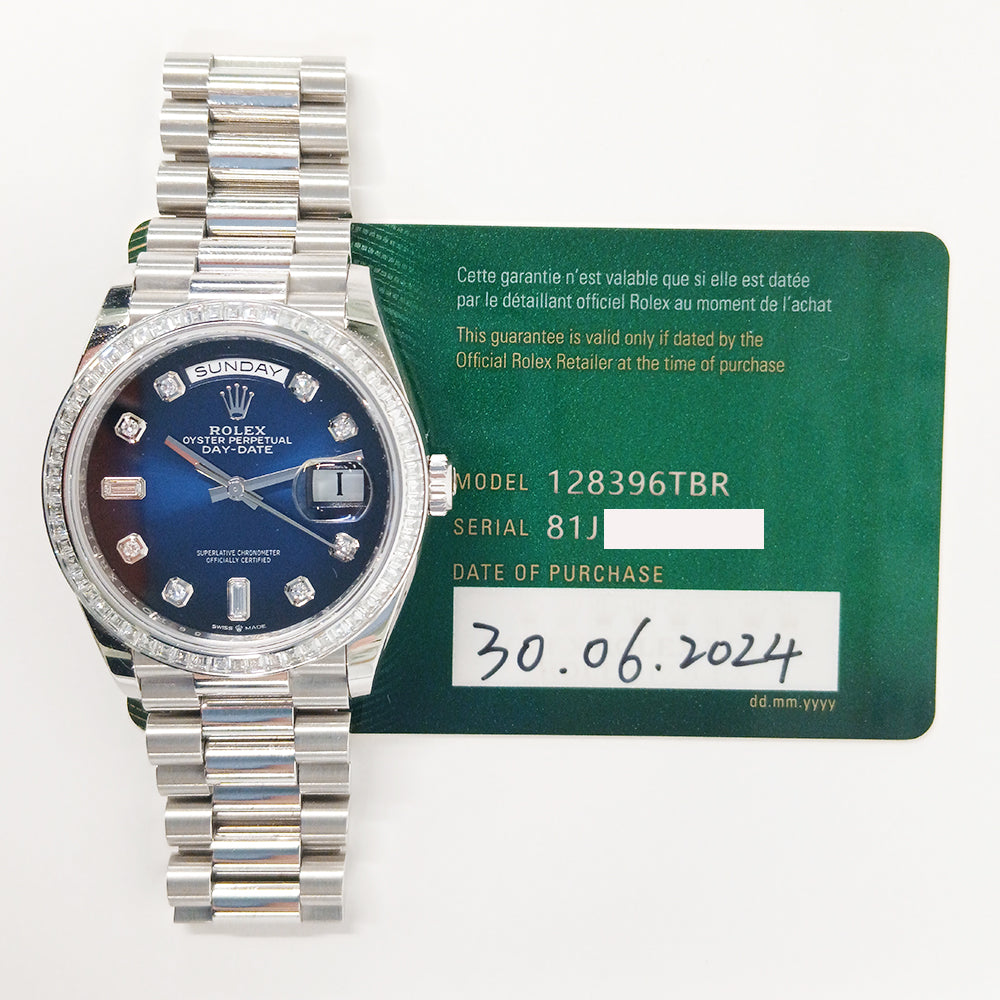 Day-Date President 36mm Platinum Baguette Diamond Bezel 128396TBR