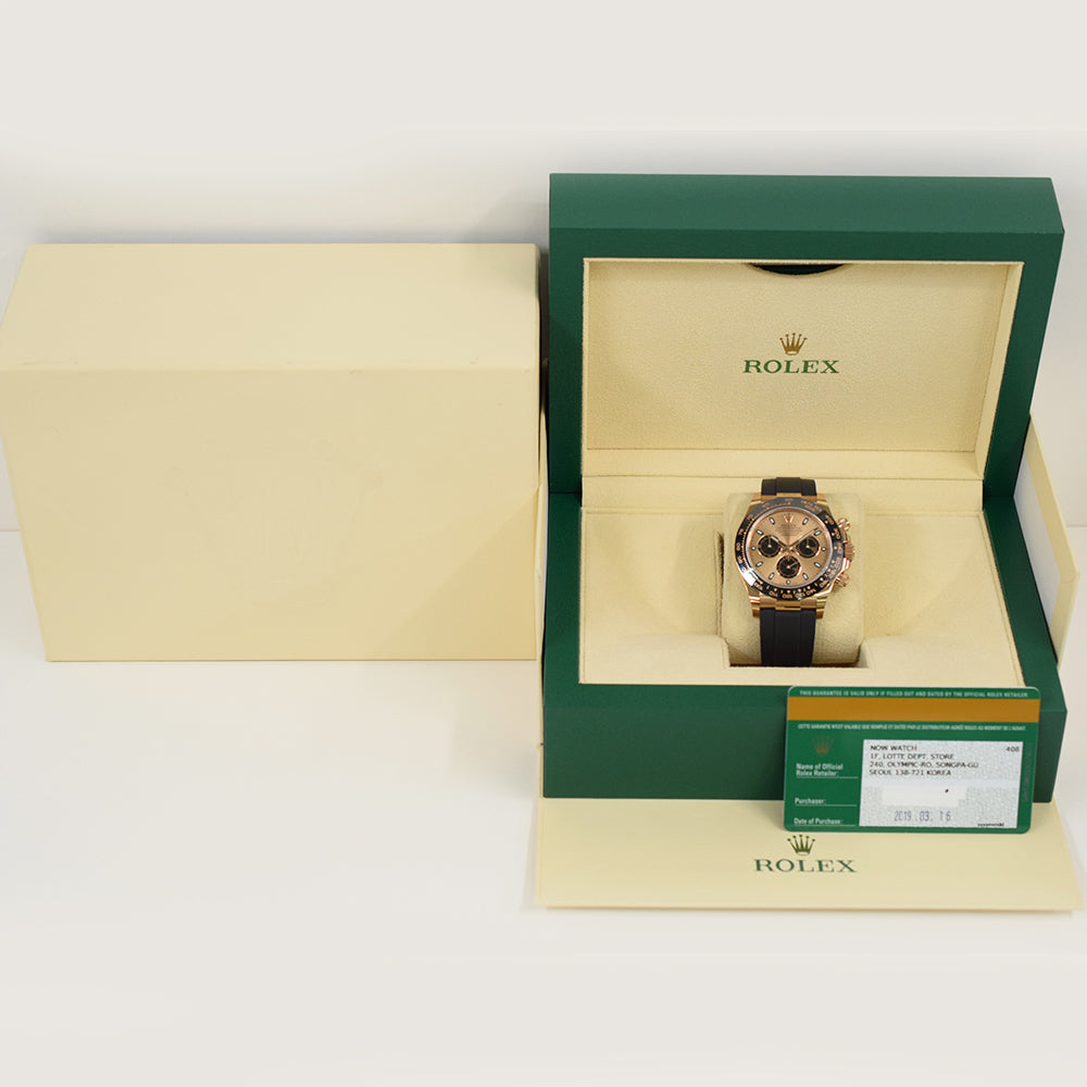 Daytona Rose Gold Black Ceramic Bezel with Rubber Strap 116515LN
