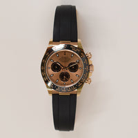 Daytona Rose Gold Black Ceramic Bezel with Rubber Strap 116515LN