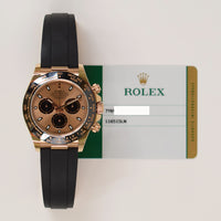 Daytona Rose Gold Black Ceramic Bezel with Rubber Strap 116515LN