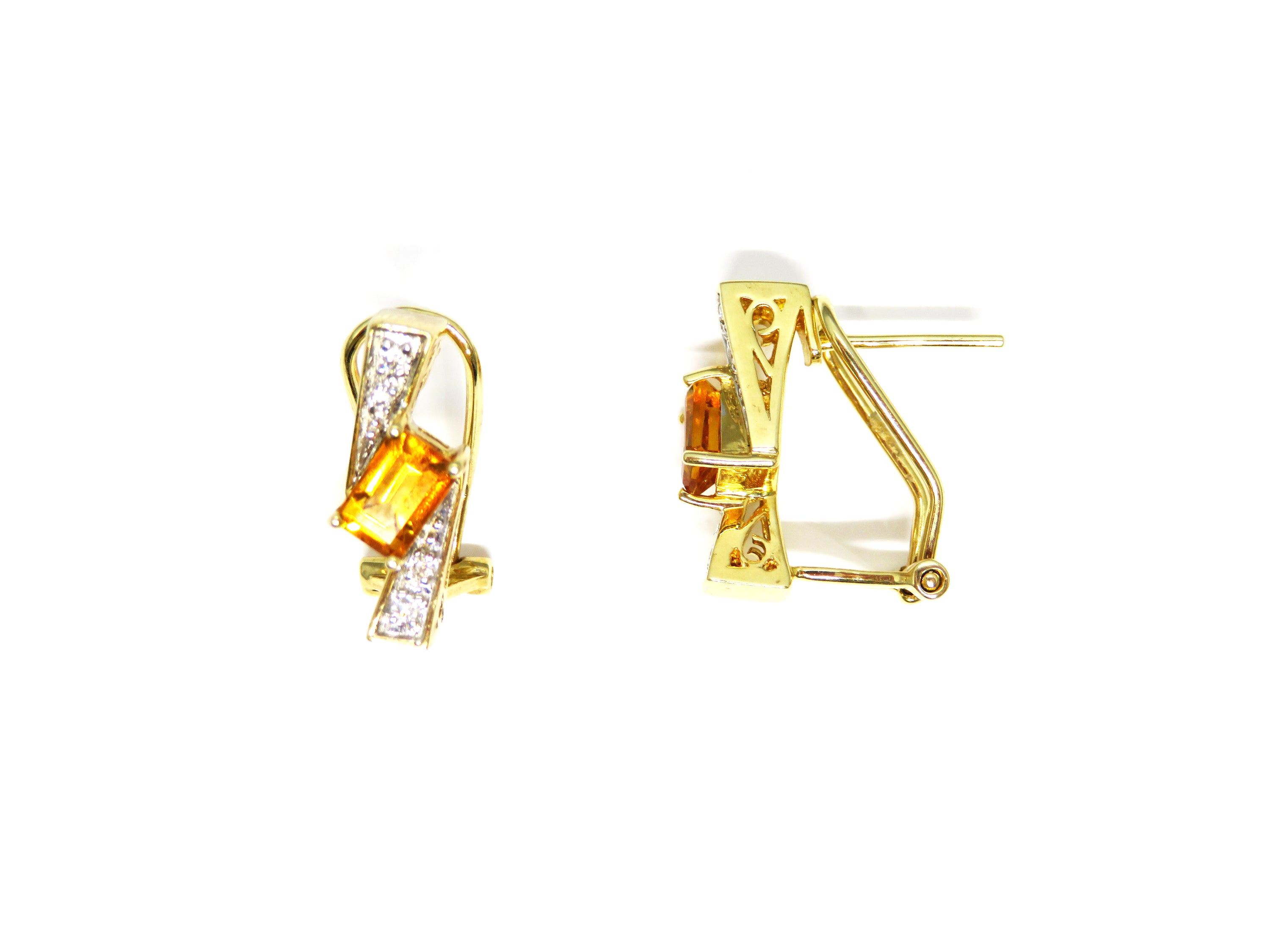 14kt Yellow Gold Citrine and Diamond Earrings