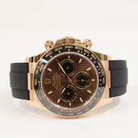 Daytona Rose Gold Black Ceramic Bezel with Rubber Strap 126515LN