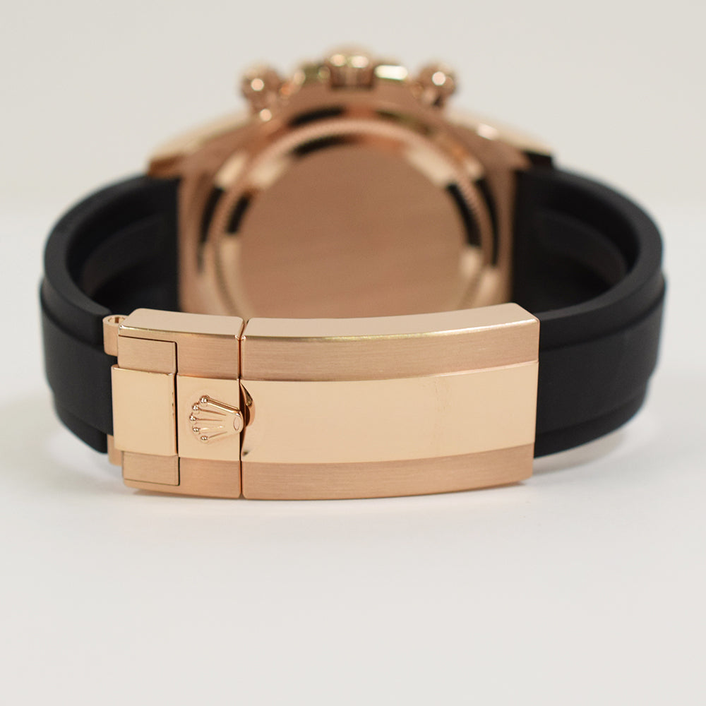 Daytona Rose Gold Black Ceramic Bezel with Rubber Strap 126515LN