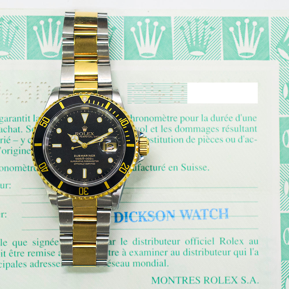Submariner Date 40mm Black Bezel Steel and Yellow Gold 16613