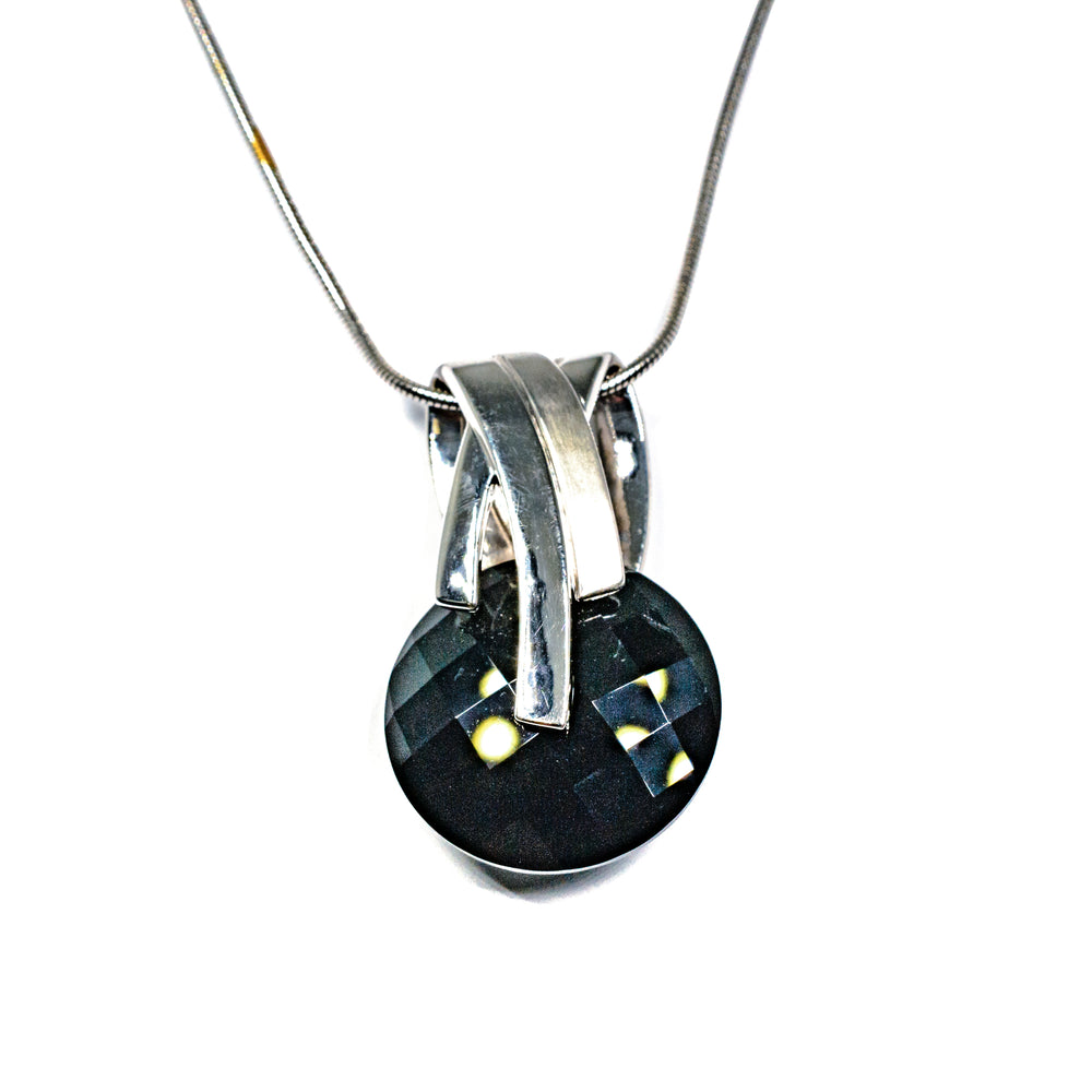Silver & Round Black Onyx Necklace