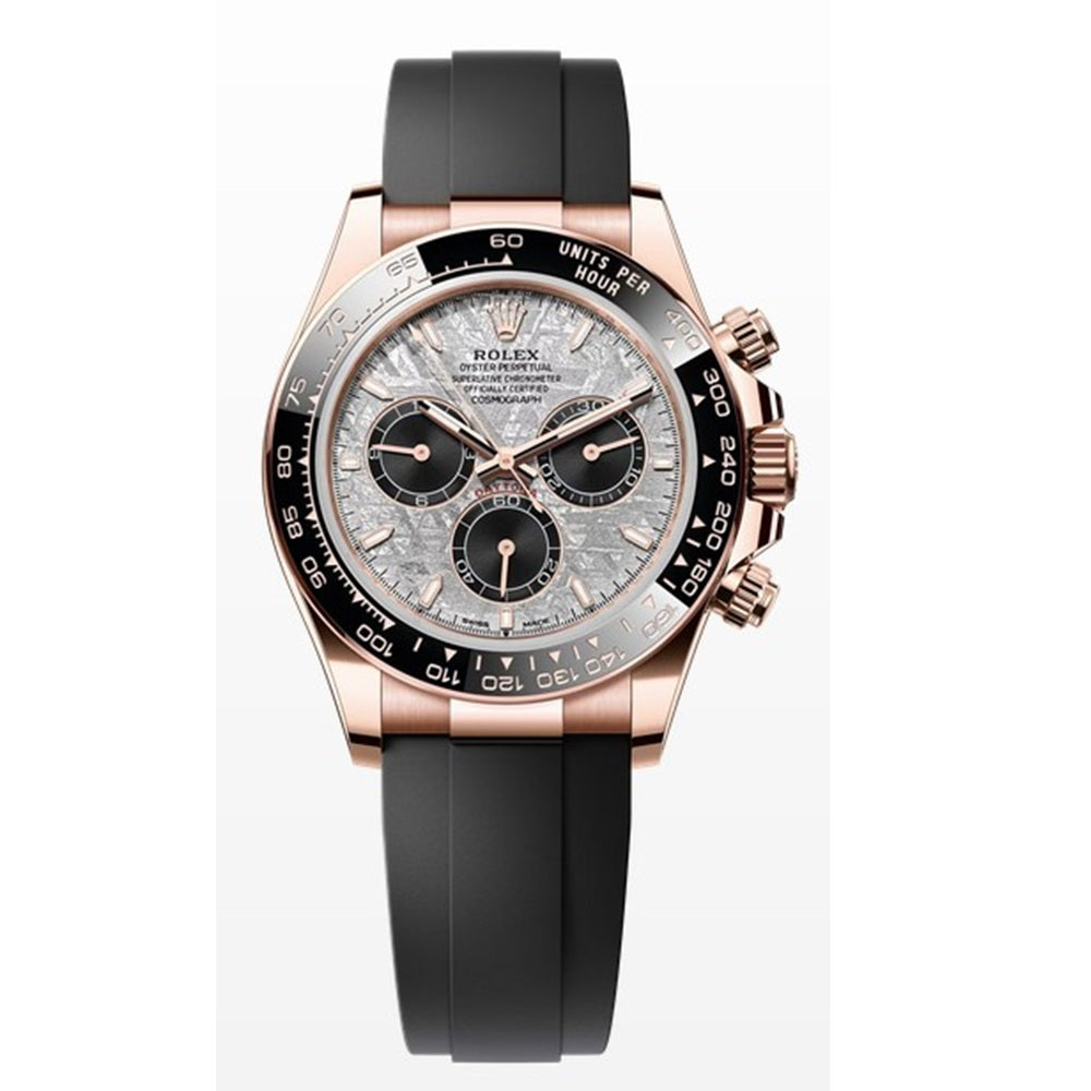 Daytona Rose Gold Black Ceramic Bezel with Rubber Strap 126515LN