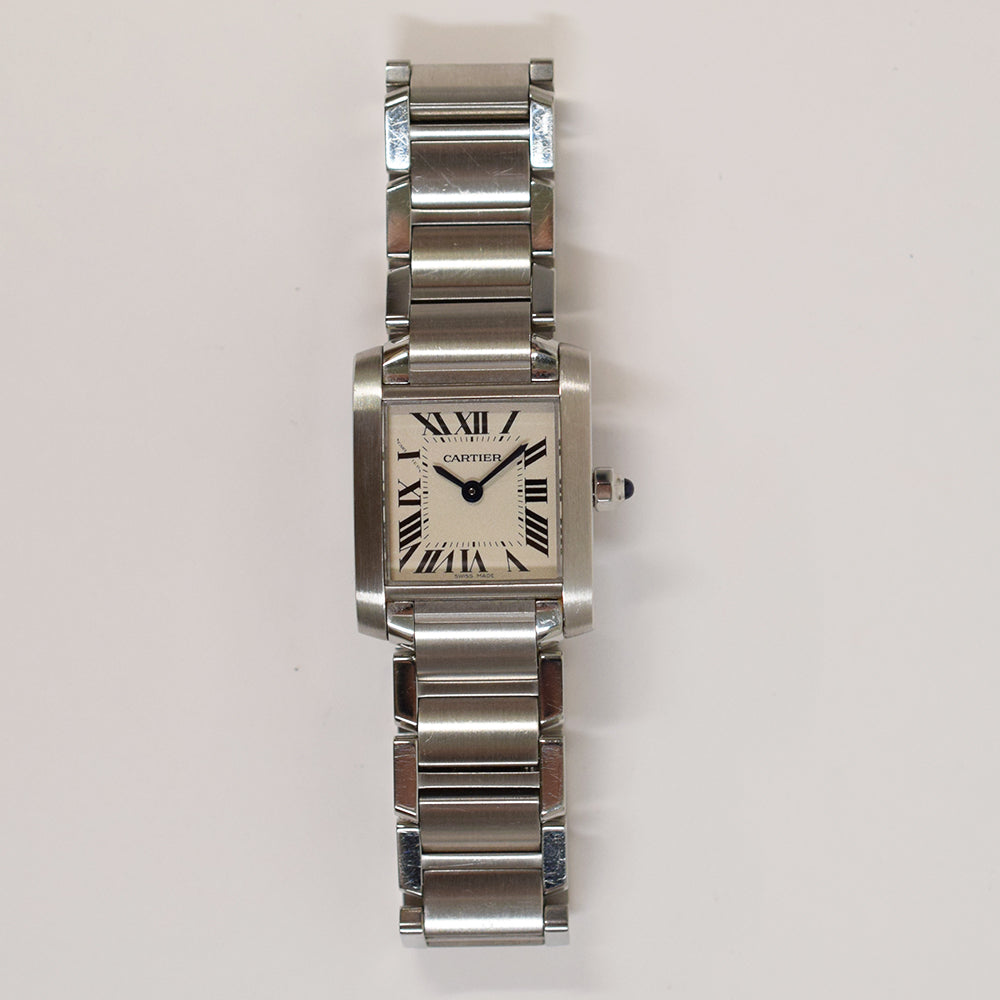 Tank Française Small - Steel - 20mm x 25mm Quartz W51008Q3