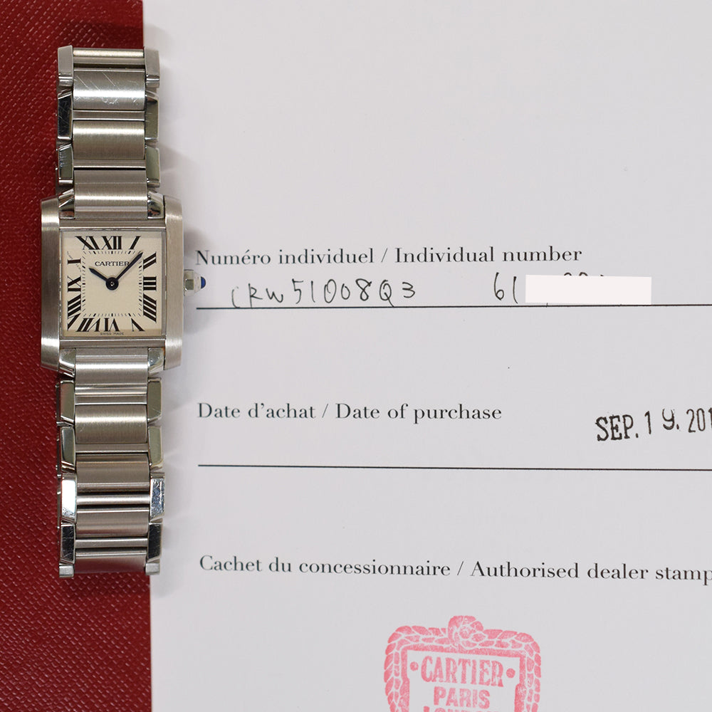 Tank Française Small - Steel - 20mm x 25mm Quartz W51008Q3