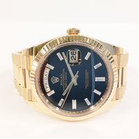 Day-Date President 40mm Onyx  Baguette Diamond Dial Yellow Gold 228238A