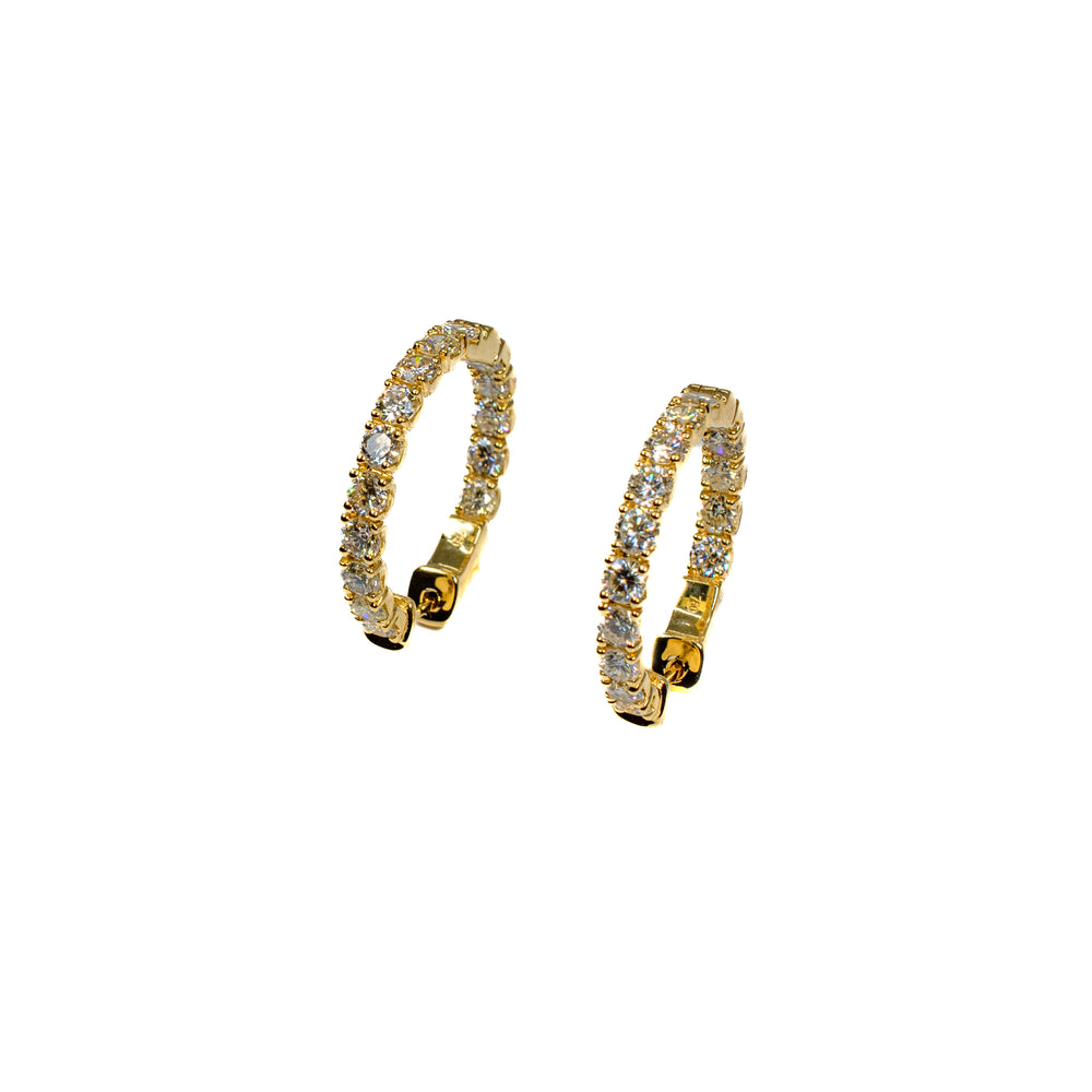 18kt Yellow Gold In and Out Diamond Hoop Earrings
