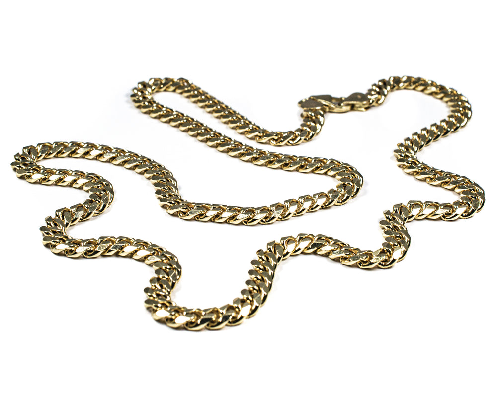 14kt Yellow Gold 7mm 24" Small Cuban Link Chain