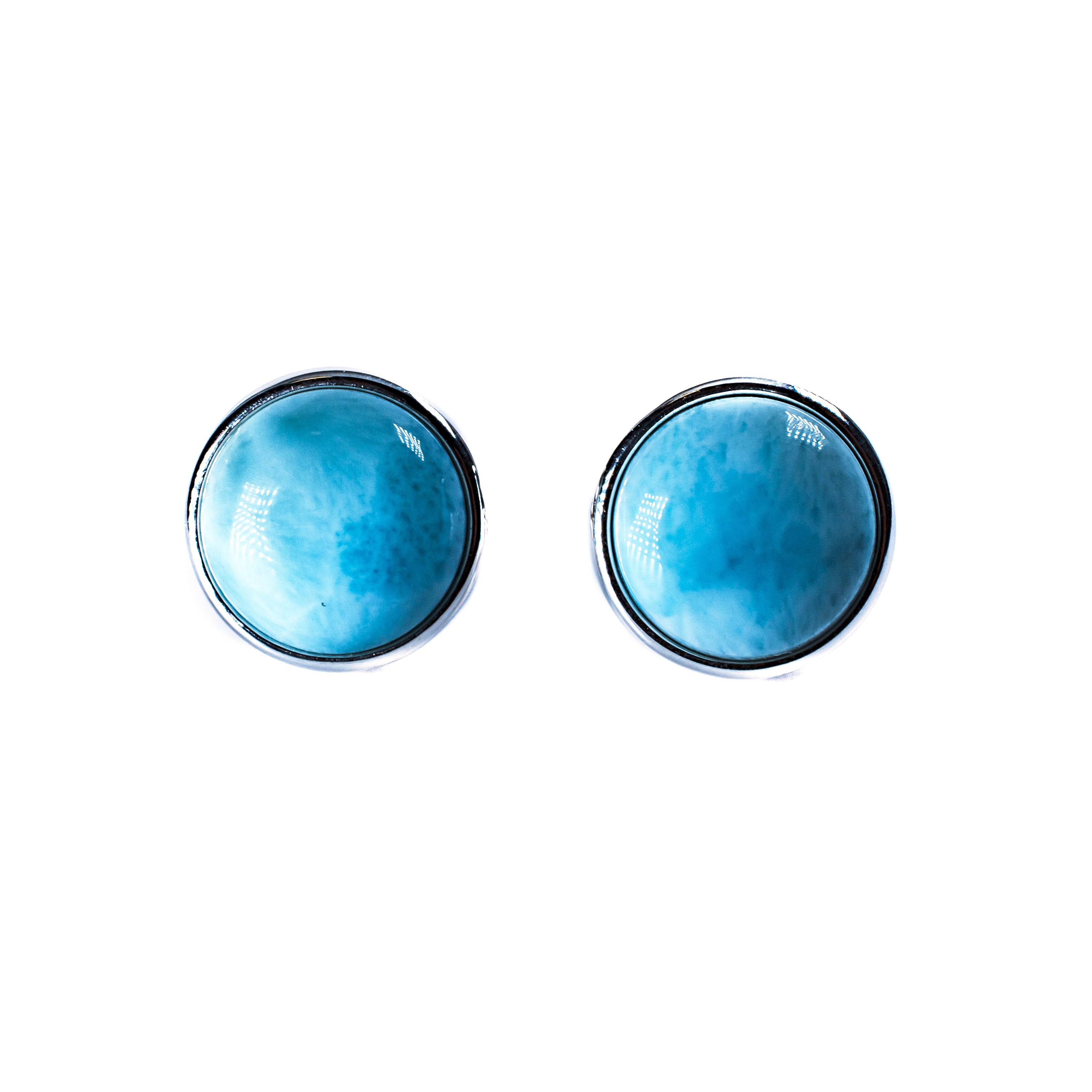 Sterling Silver Larimar 12mm Stud Earrings