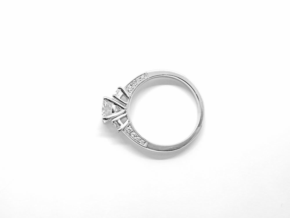Platinum Three Stone 1ct Round Brilliant Cut Diamond Engagement Ring