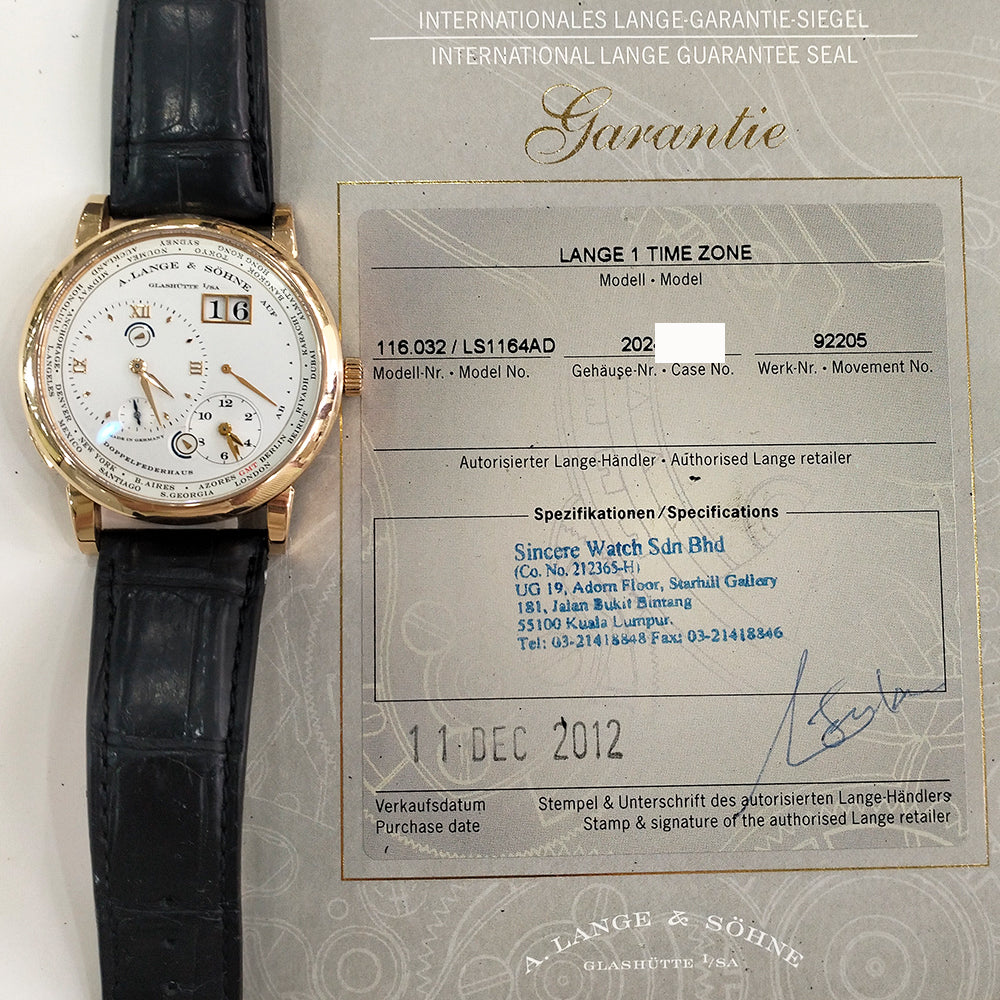 Lange 1 Time Zone 41.9mm Rose Gold Manually Winding 116.032