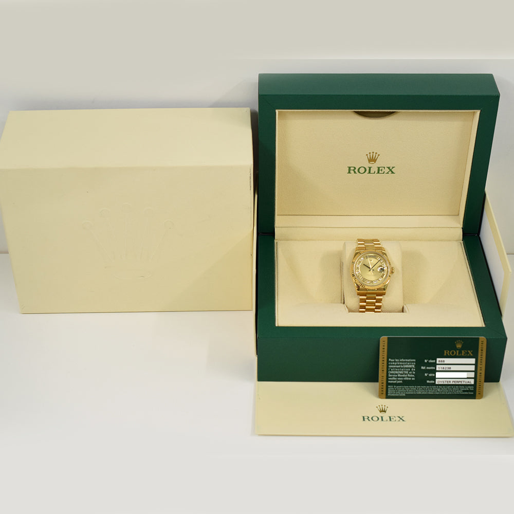 Day-Date President 36mm Yellow Gold Fluted Bezel 118238MR