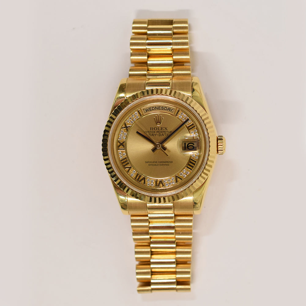 Day-Date President 36mm Yellow Gold Fluted Bezel 118238MR