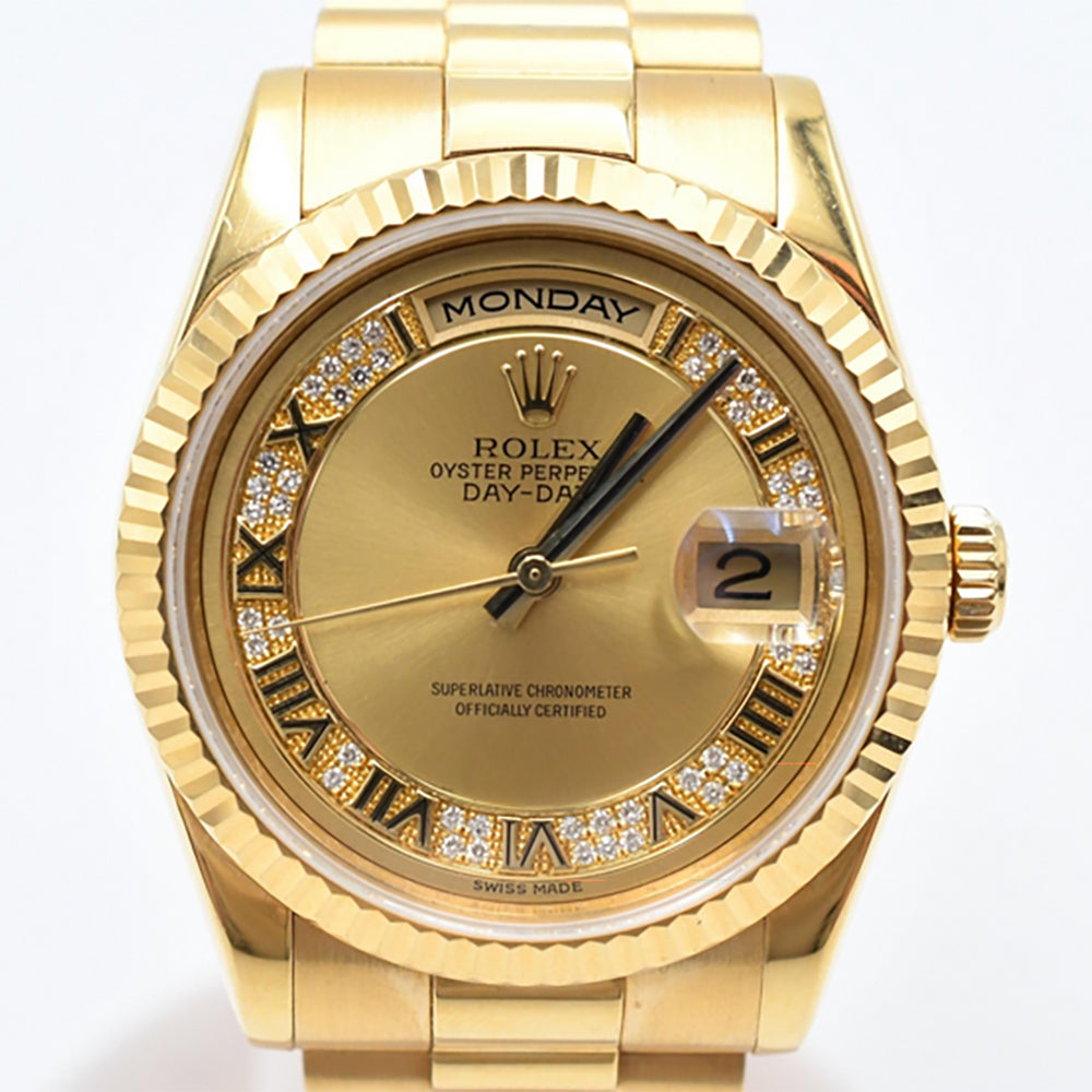Day-Date President 36mm Yellow Gold Fluted Bezel 118238MR