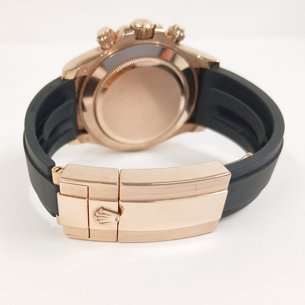 Daytona Rose Gold Black Ceramic Bezel with Rubber Strap 116515LN