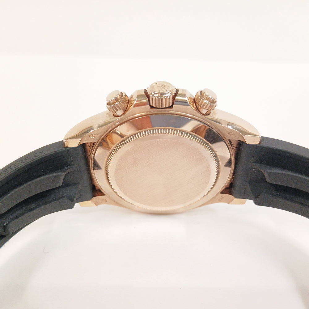 Daytona Rose Gold Black Ceramic Bezel with Rubber Strap 116515LN