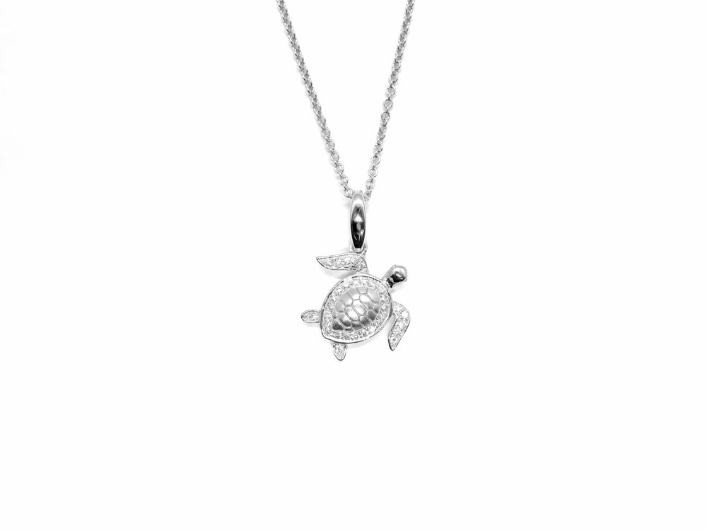 14kt White Gold Diamond Turtle Pendant