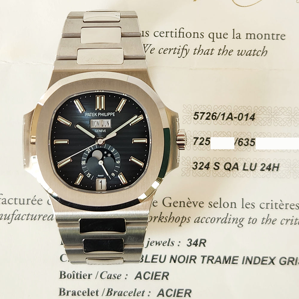 Nautilus Annual Calendar Moon Phase 40.5mm Stainless Steel  5726/1A-014