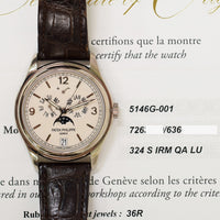Calatrava Annual Calendar Moon Phase Complications Selfwinding 39mm White Gold 5146G-001