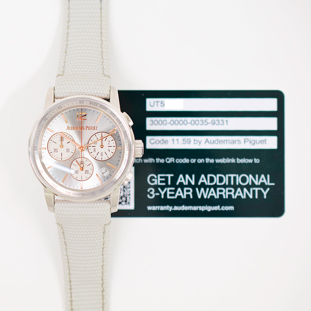 Code 11.59 41mm Chronograph Self-Winding Rose Gold Case White Gold Bezel/Lugs/Caseback 26393CR.OO.A008KB.01