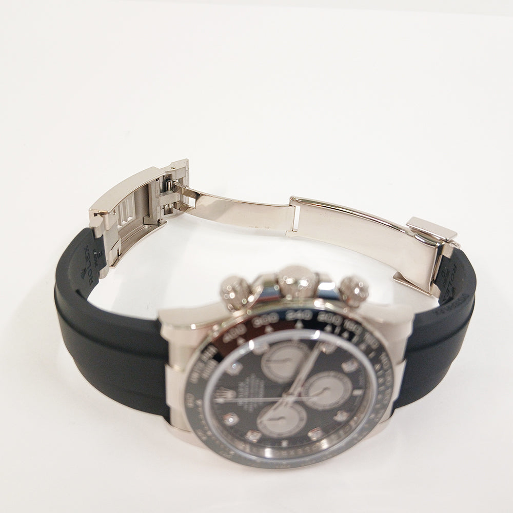 Daytona White Gold Black Ceramic Bezel with Rubber Strap 126519LNG